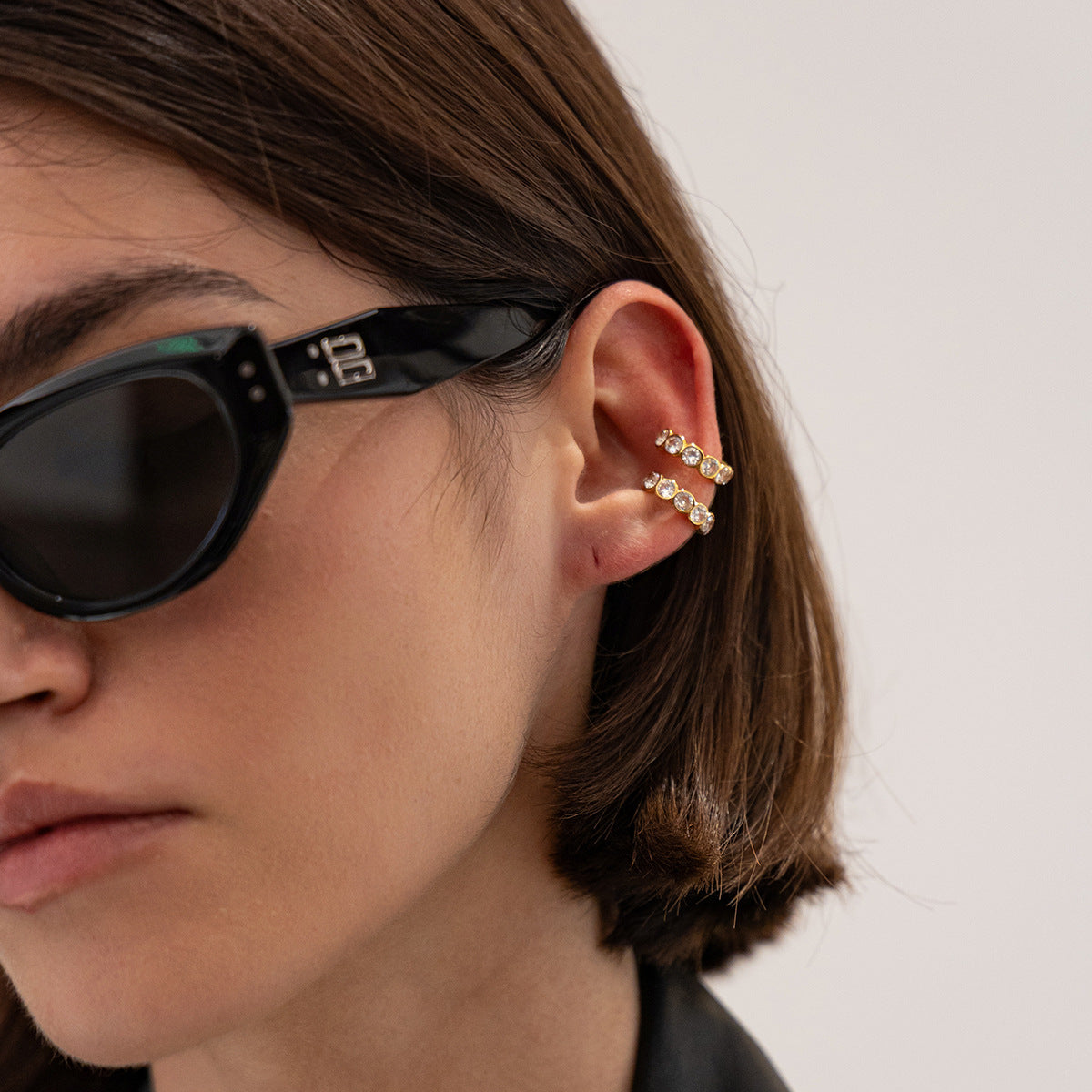 Planderful Vienna Verve Stainless Steel Zircon Ear Clip Cuff Earrings for Trendy Women Statement