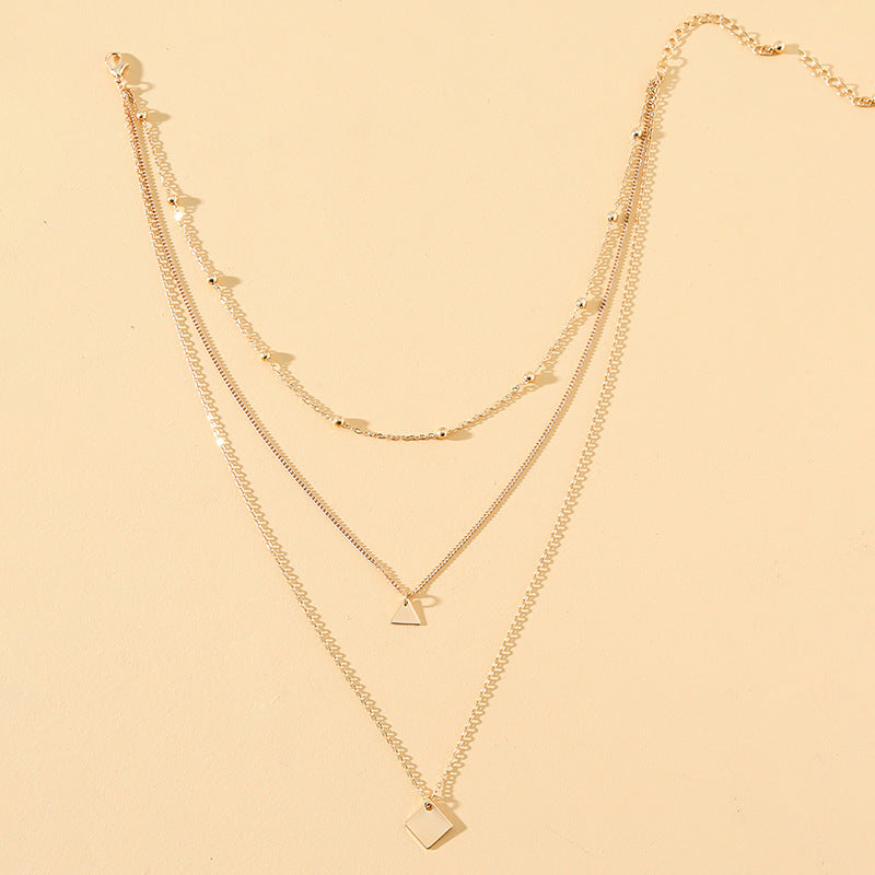 Stylish Layered Necklaces with Small Square Pendant - Planderful Vienna Verve Collection