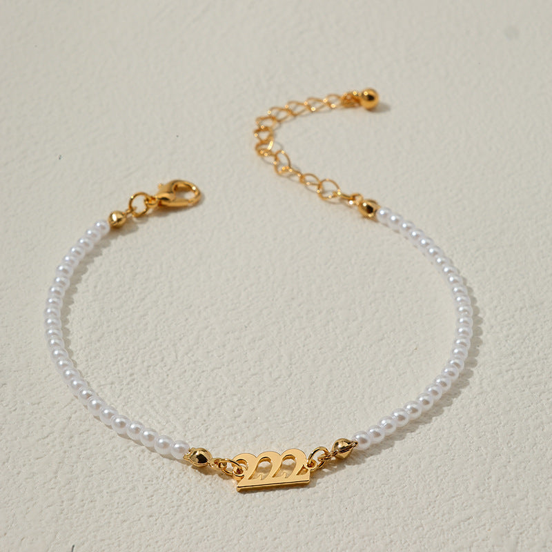 Pearl Chain Letter Pendant Bracelet - Vienna Verve Collection