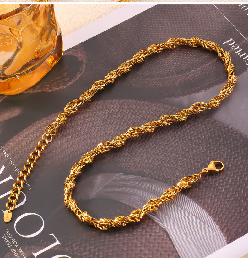 Twist Chain Titanium Necklace with Casual Style