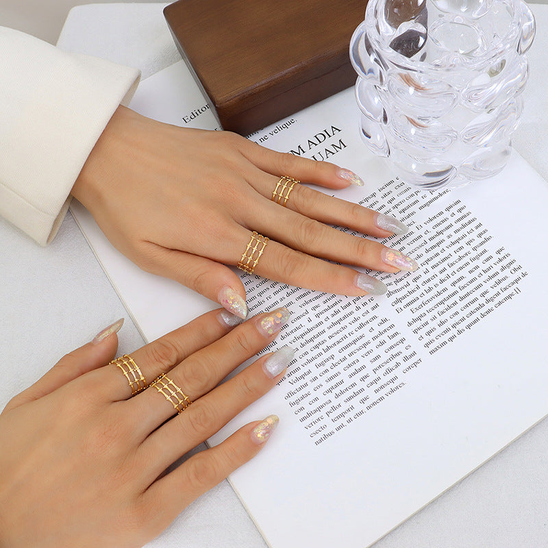 Diverse Gold-Plated Geometric Hip-Hop Ring by Planderful Collection
