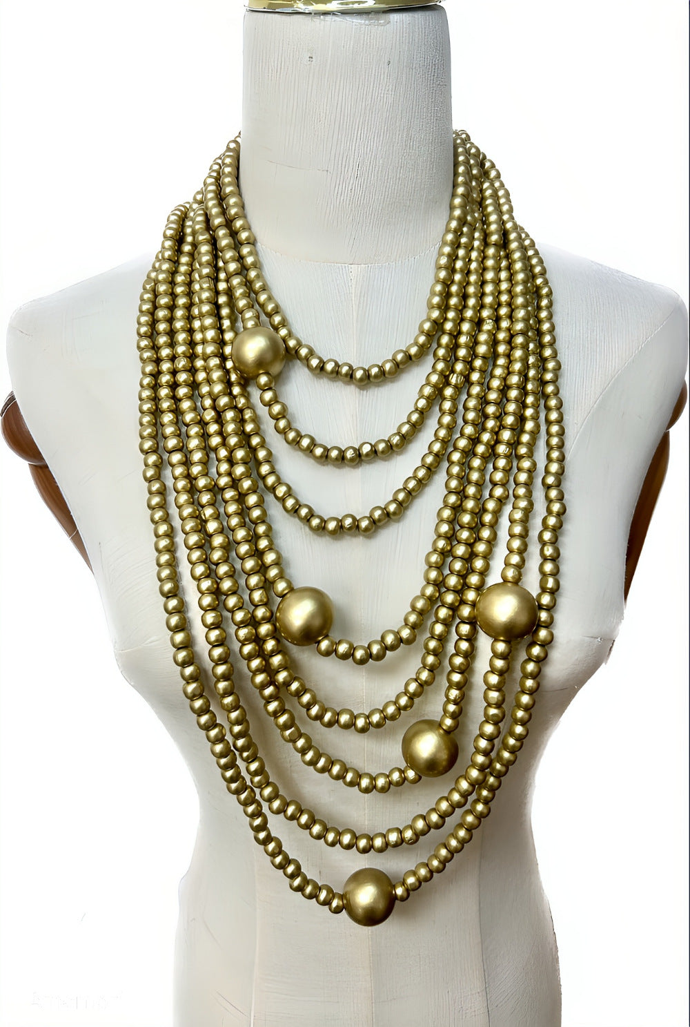 North American Inspired Multi-layer Wooden Bead Necklace with Exaggerated Cross-border Jewelry Elements