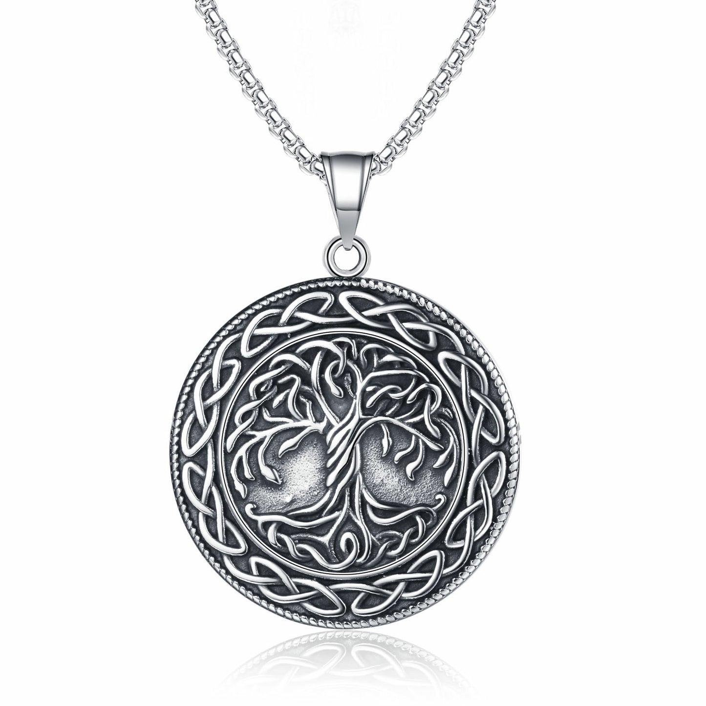 Stainless Steel Necklace - Elegant Tree of Life Pendant