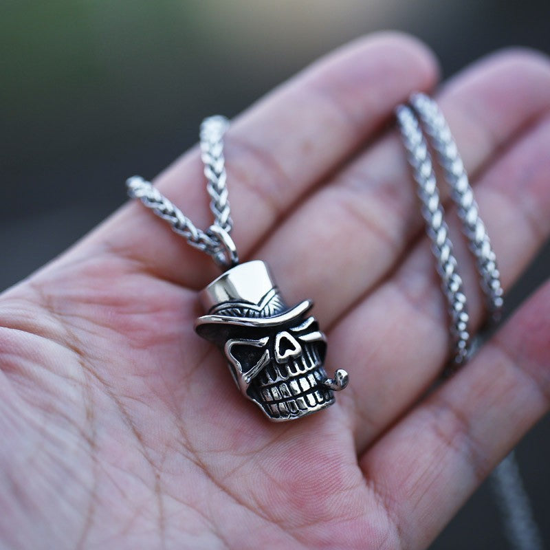 Punk Hip-Hop Titanium Steel Skull Pendant for Men - Retro Cross-Border Accessories