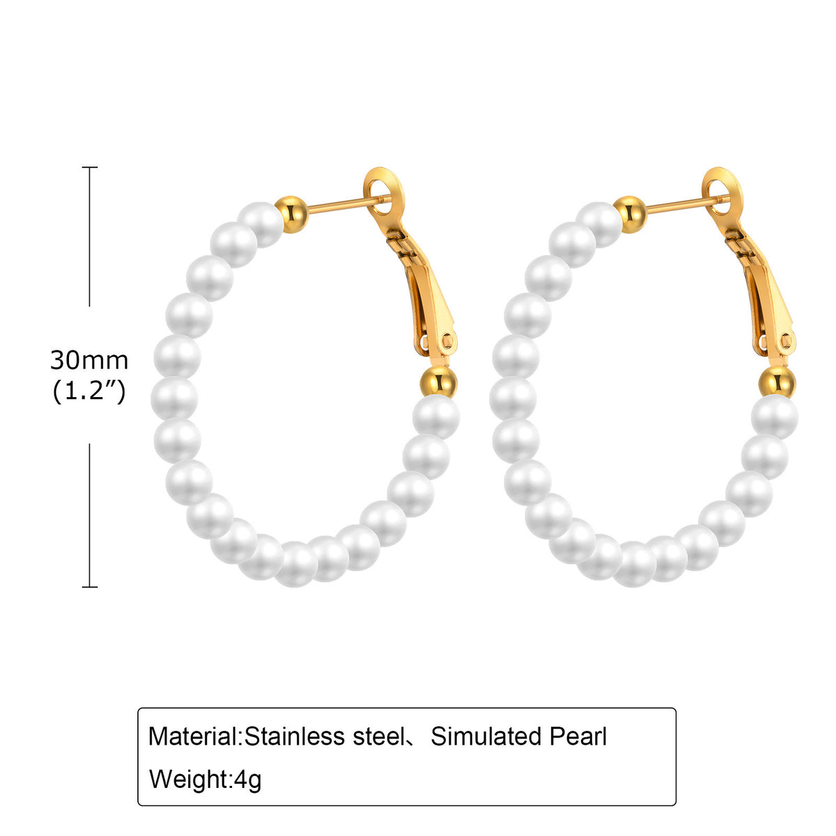 Pearl Hoop Earrings — 20–60 mm