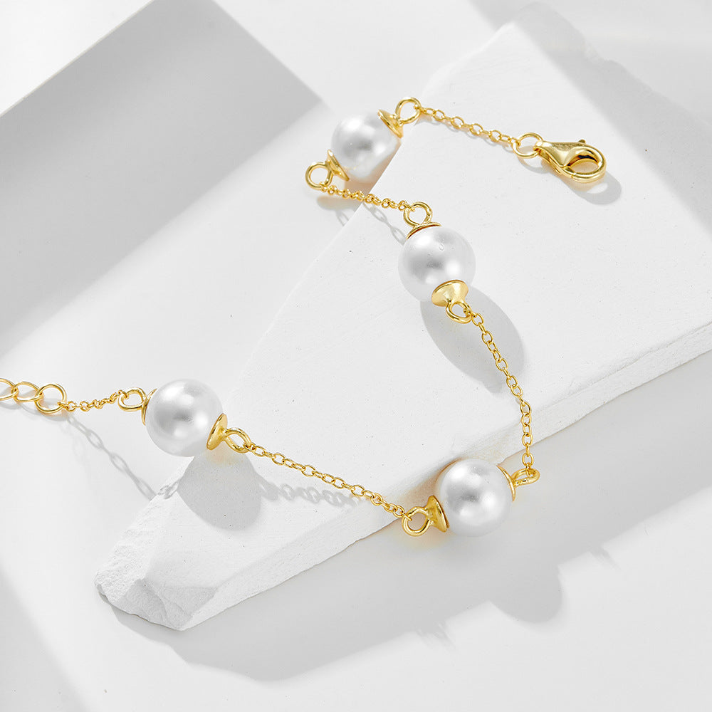 S925 Sterling Silver Pearl Bracelet Wind Beaded Bracelet