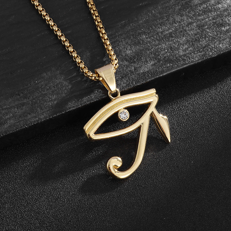 Planderful Eye Of Horus Necklace Titanium Steel Durable Pendant Egyptian Talisman For Spiritual Seekers
