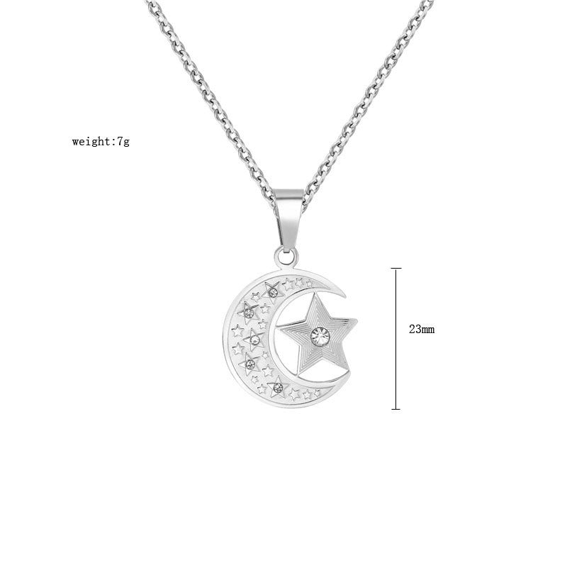 Planderful Star Moon Pendant Necklace Unisex Protection Charm For Gen Z Fashion Essentials