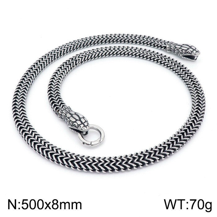 Planderful Men Snake Necklace Titanium Steel Punk Style