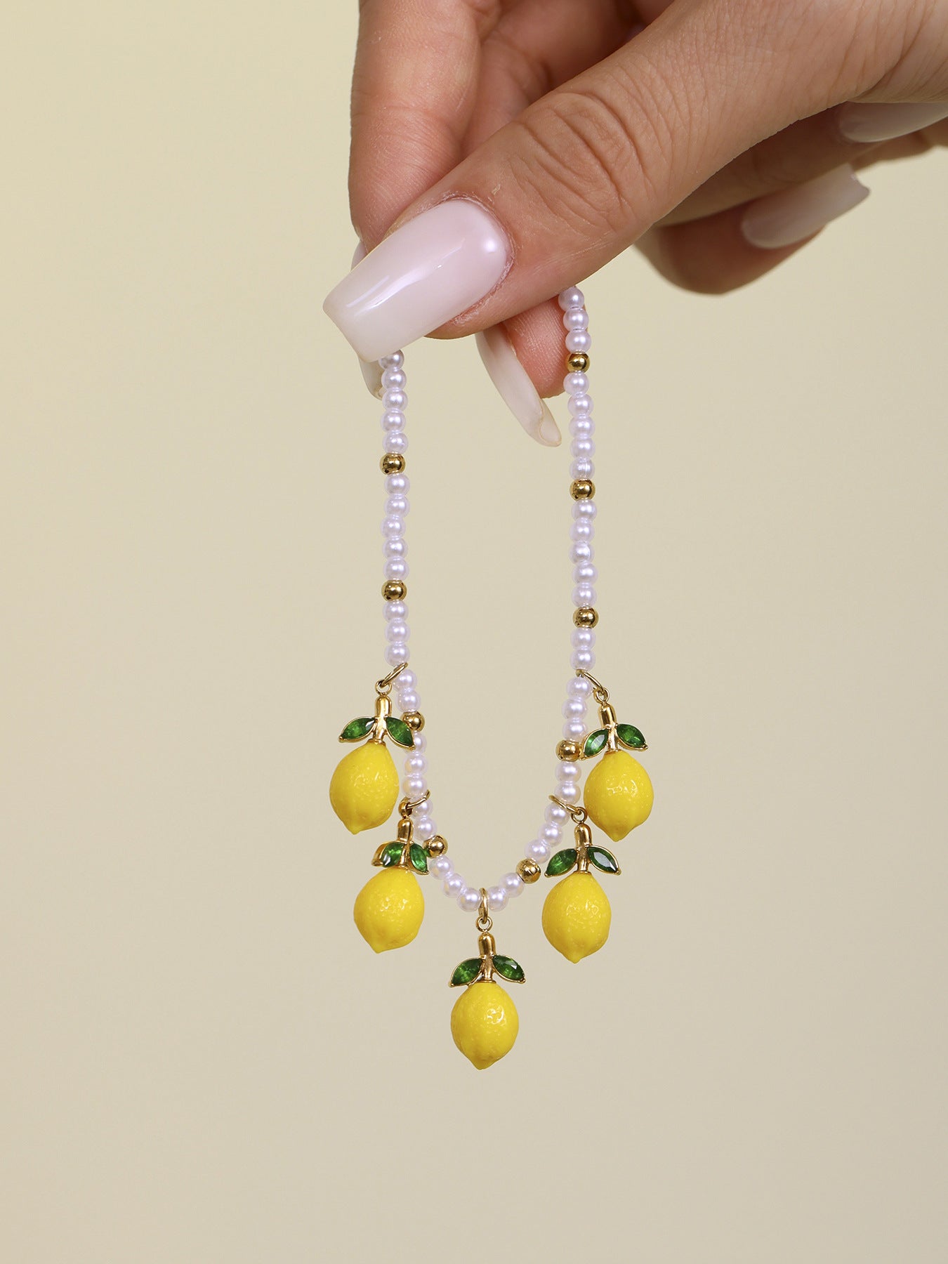 Planderful Lemon Daisy Resin Bead Bracelet Girls High Gloss