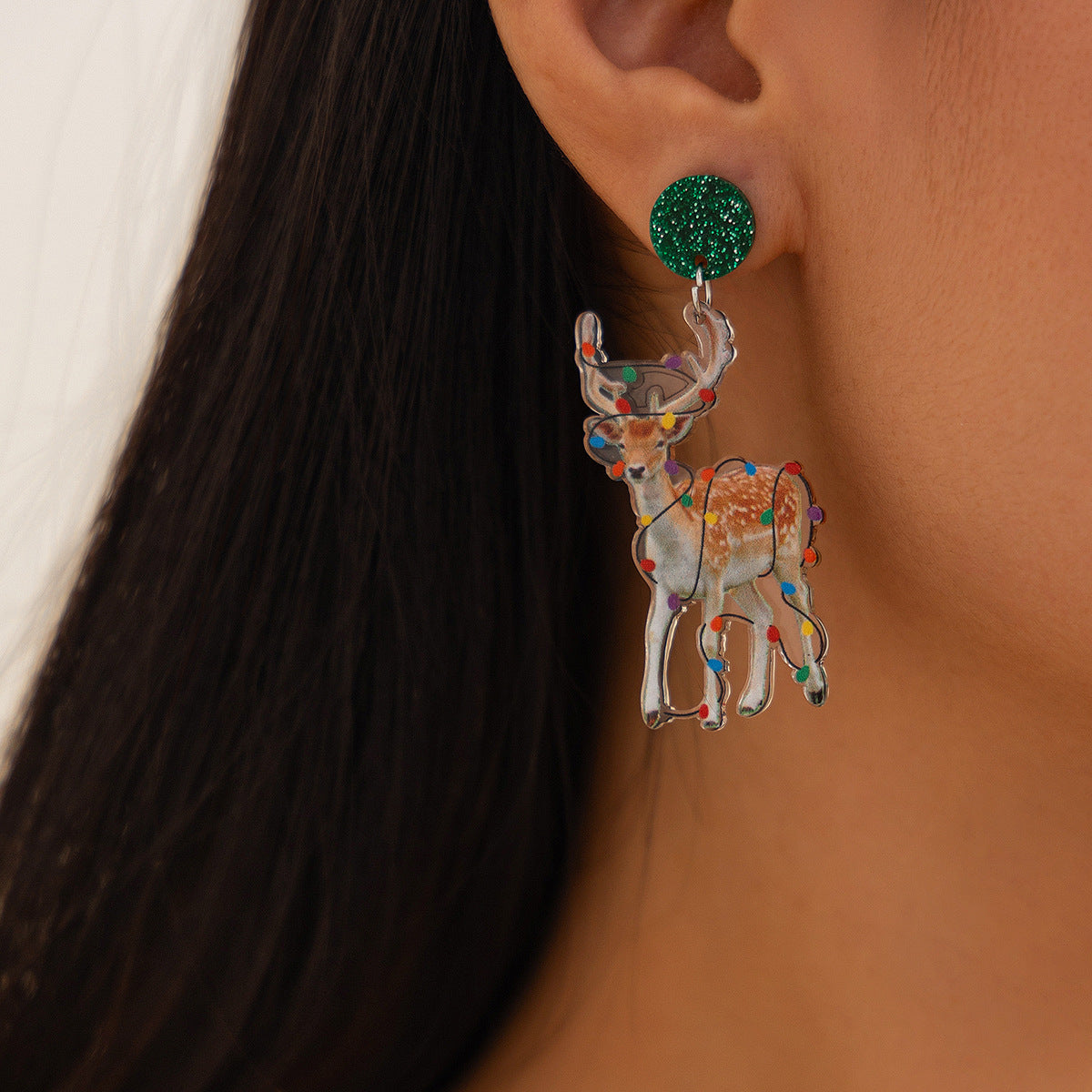 Planderful Vienna Verve Christmas Earrings Fringed Pendant For Women Elk Tree Design Statement