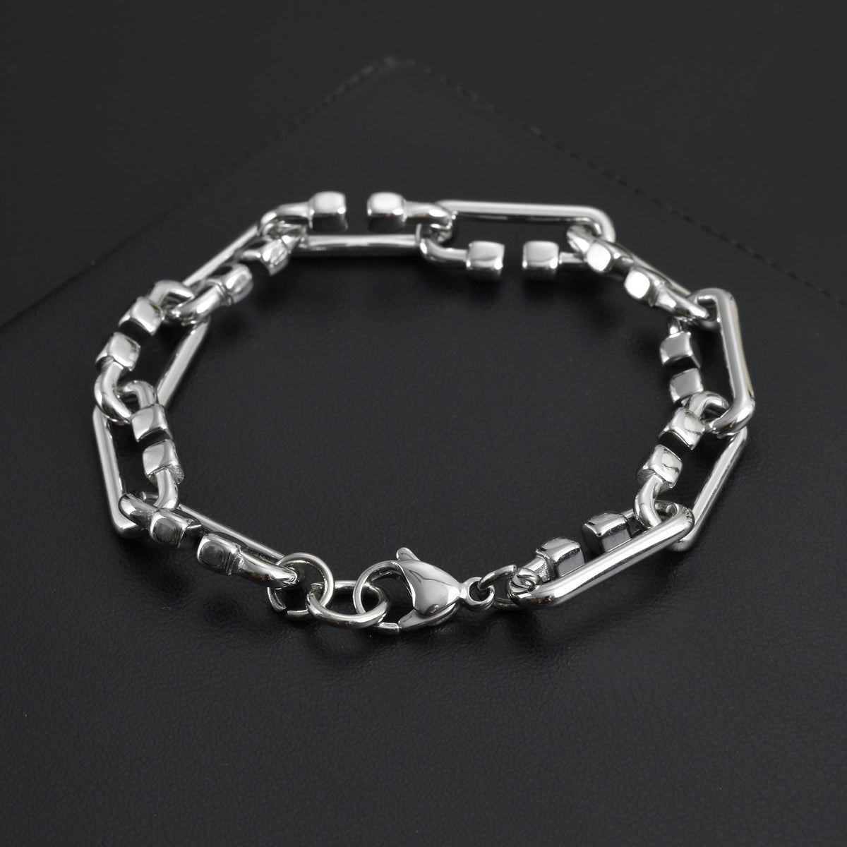 Handmade Chain Trendy Male Stainless Steel Bracelet for Men