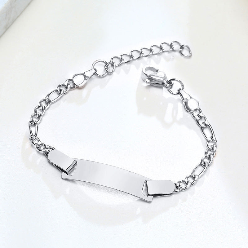 Children's Bracelet Stainless Steel Blank Curved Plate Adjustable Jewelry