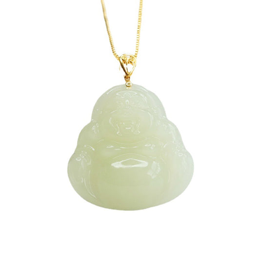 Buddha Necklace Featuring Genuine Hetian Jade