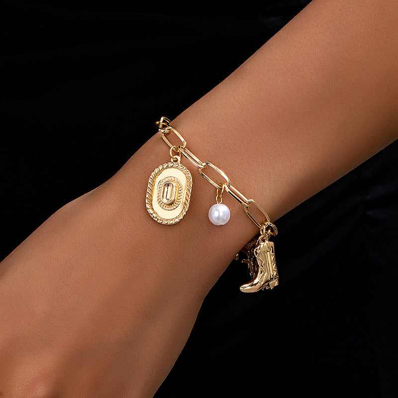 Planderful Vienna Verve Bracelet – Stylish Metal Design with Pearl Pendant