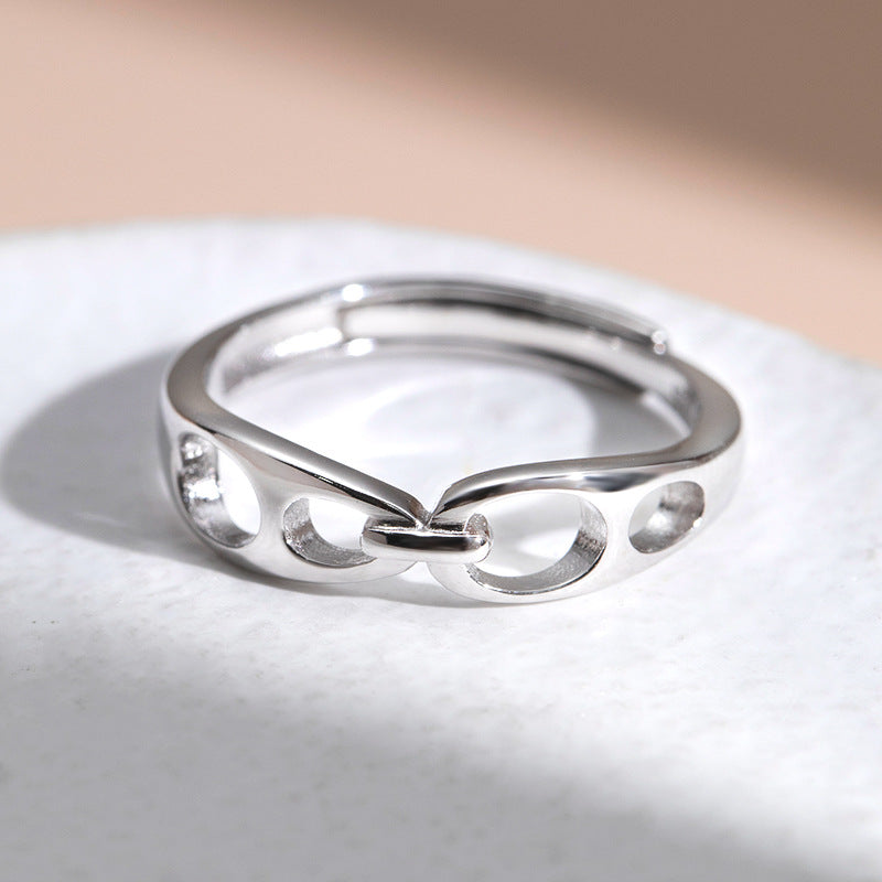 Hollow Design Buckle Opening Sterling Silver Ring