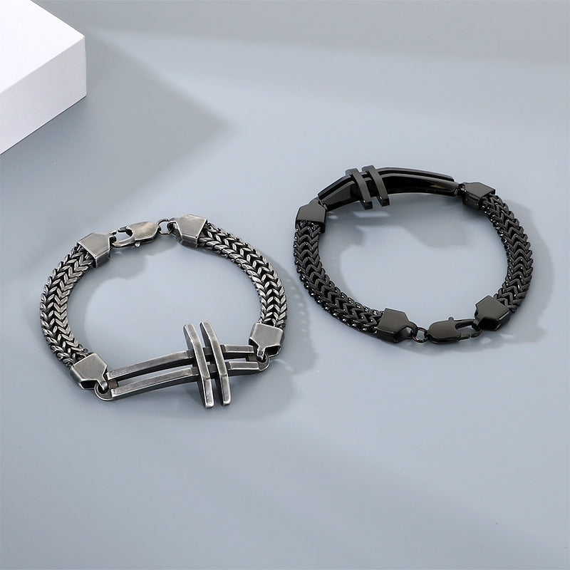Street Shot Stainless Steel Keel Chain Men's Bracelet – Design Hollow Cross