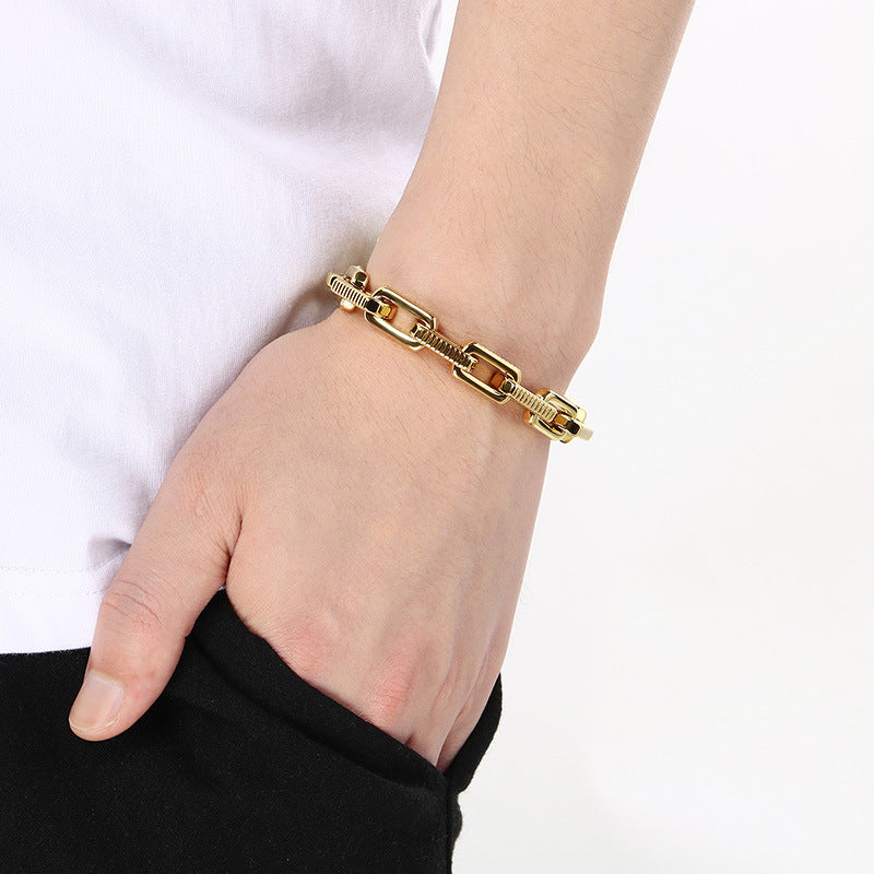 Planderful Hip Hop Locomotive Bracelet For Men Adjustable