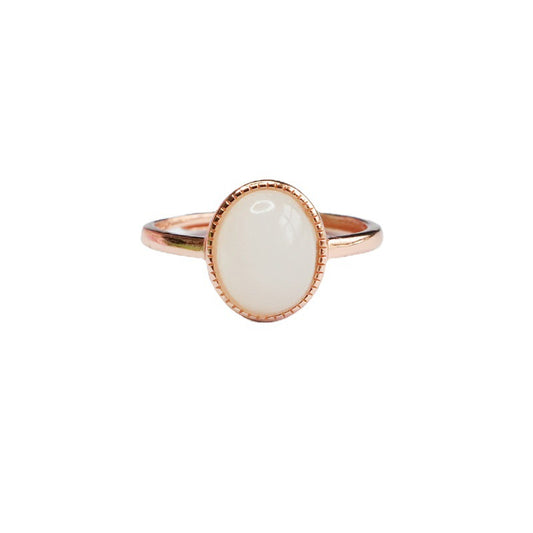 Exquisite Hetian Jade and Sterling Silver Ring from Fortune's Favor Collection