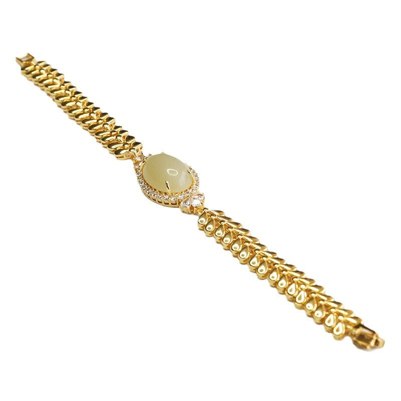 Qingshui Hetian Jade Wheat Motif Bracelet