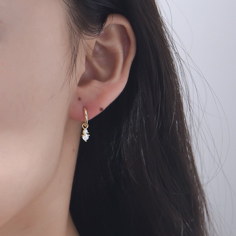 S925 Sterling Silver Earrings, Small Zircon Earrings, Tremella