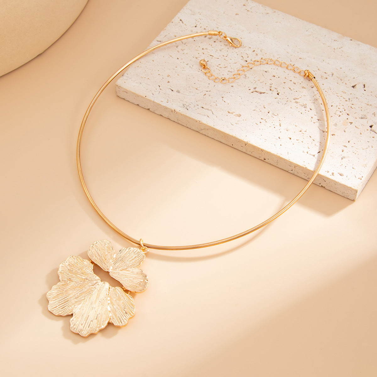 Sculptural Hammered Flower Choker