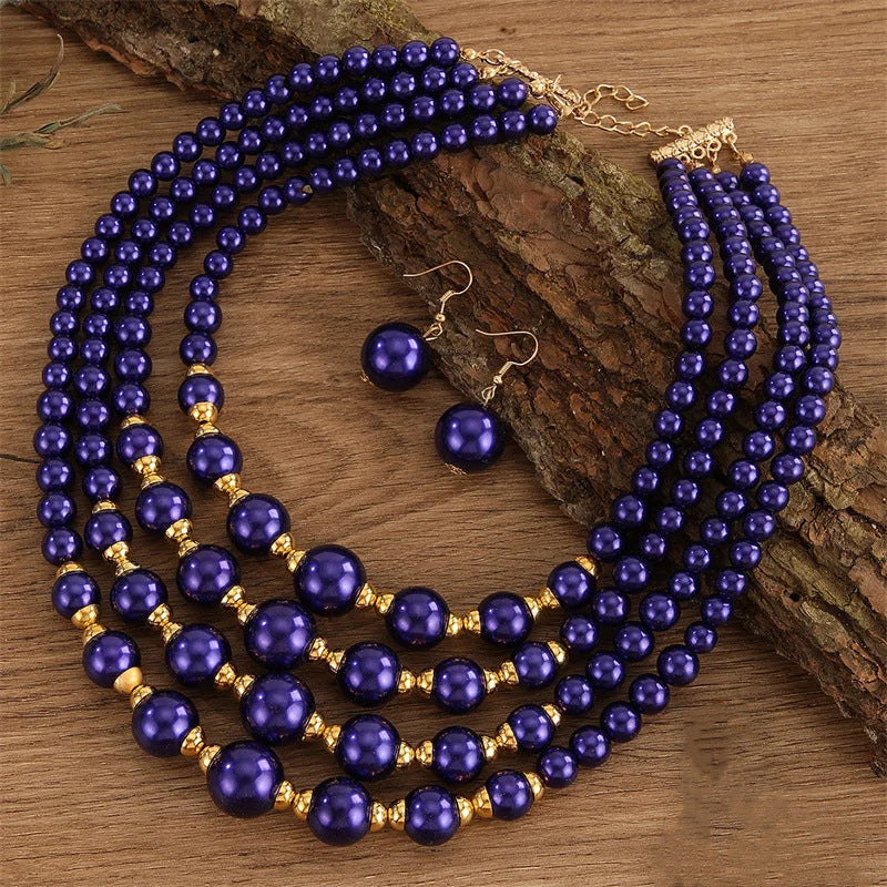 Planderful Savanna Rhythms Necklace and Earrings Set – Elegant Multi-Layer Design