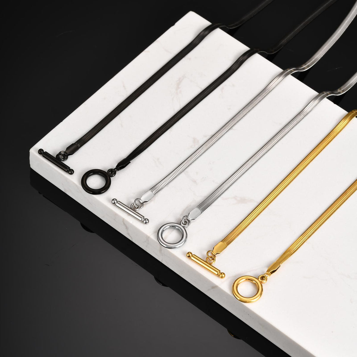 Stainless Steel Toggle Clasp 4mm Wide Blade Chain Necklace Men's