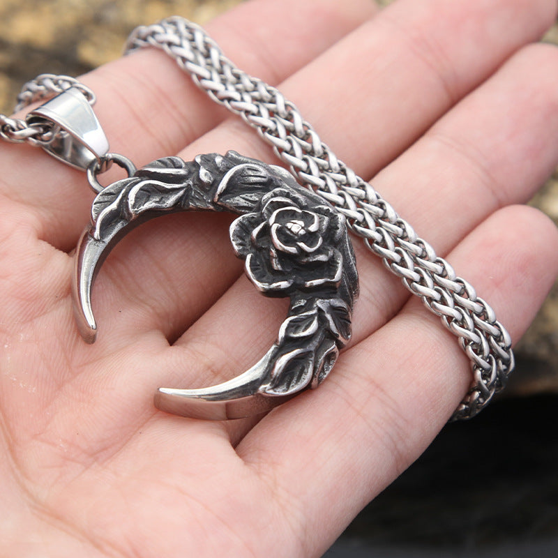 Punk Rose Stainless Steel Men's Pendant Necklace