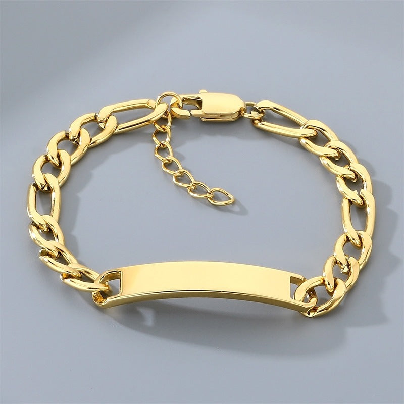 Minimalist Commuter Stainless Steel Cuban Chain Unisex Glossy Bracelet