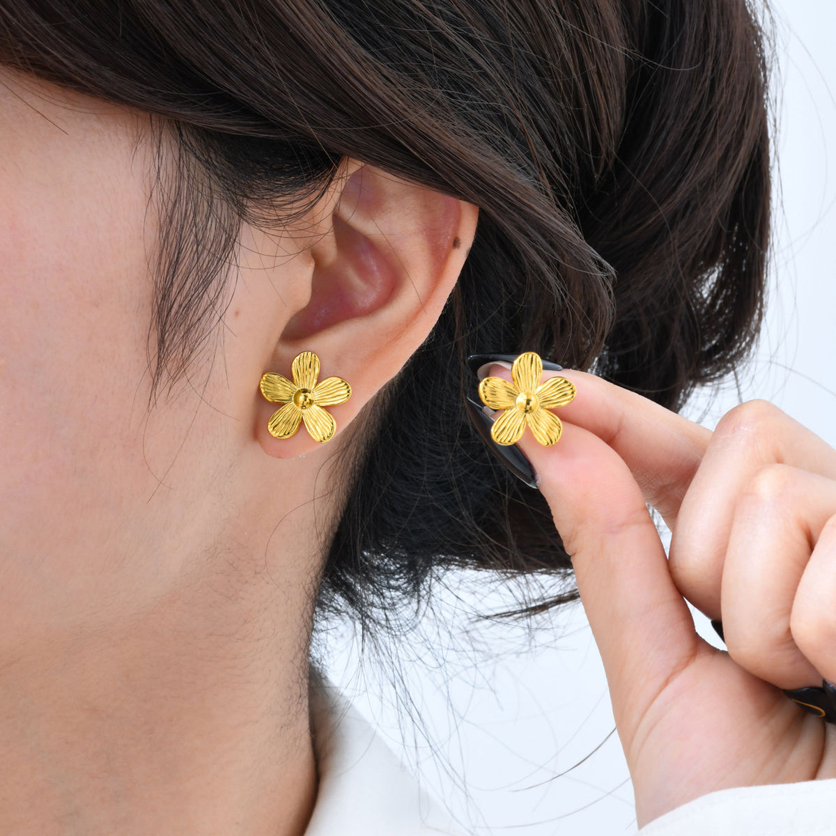 Stainless Steel Floral Earrings