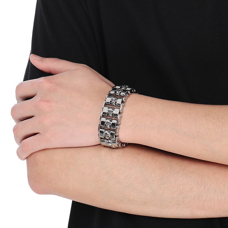 Planderful Everyday Genie Ghost Skull Titanium Men Bracelet