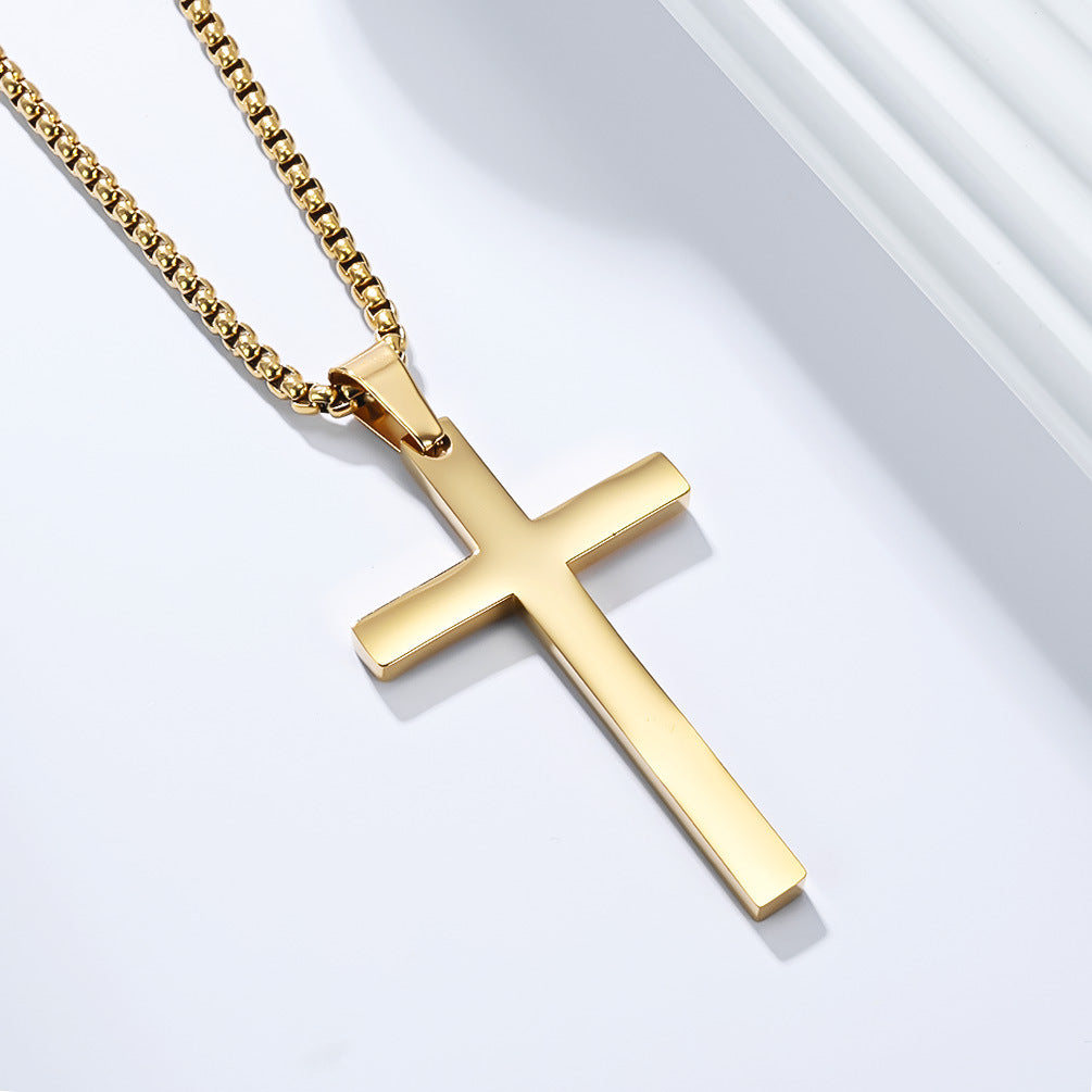 Planderful Cross Pendant Necklace For Unisex Wear Durable Titanium Steel With Simple Classic Smooth Surface