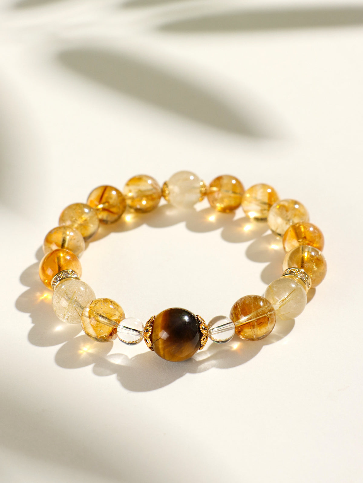 Golden Rutilated Quartz & Tiger Eye Bracelet