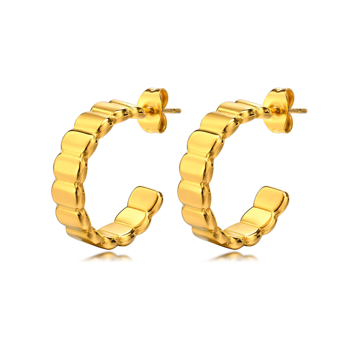 Modern Gold-Tone Stainless Steel Earrings