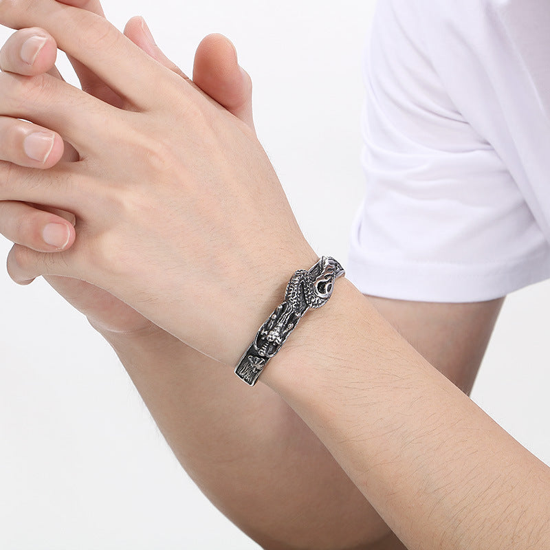 Planderful Dragon Zodiac Bracelet For Men Titanium Steel