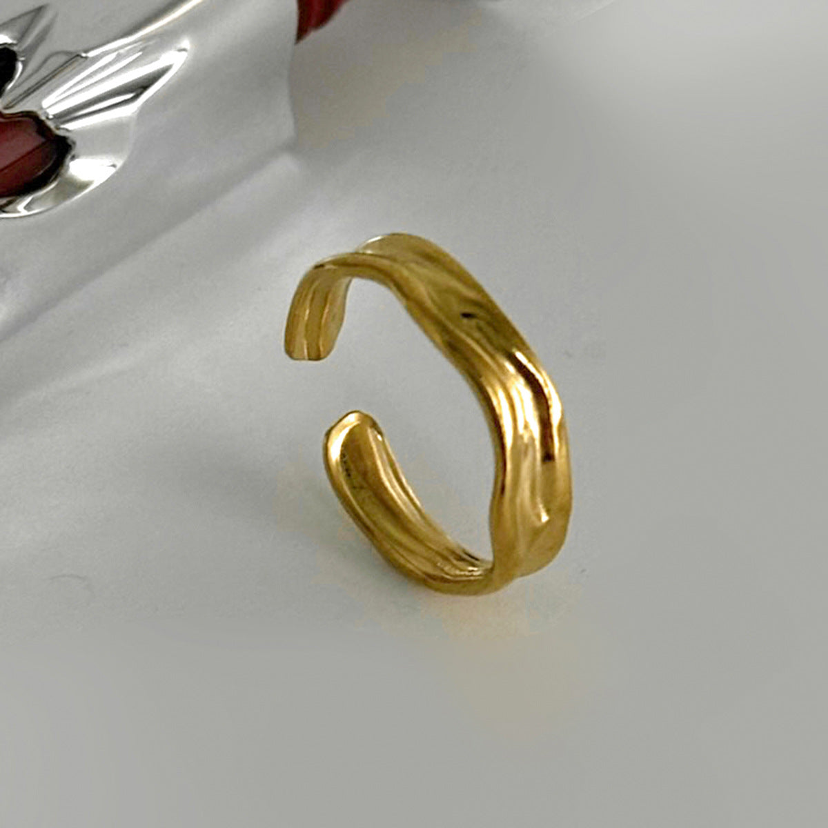 Planderful Stainless Steel Butterfly Ring For Women Vienna Verve Vacation Style Hollow Geometric Opening Jewelry