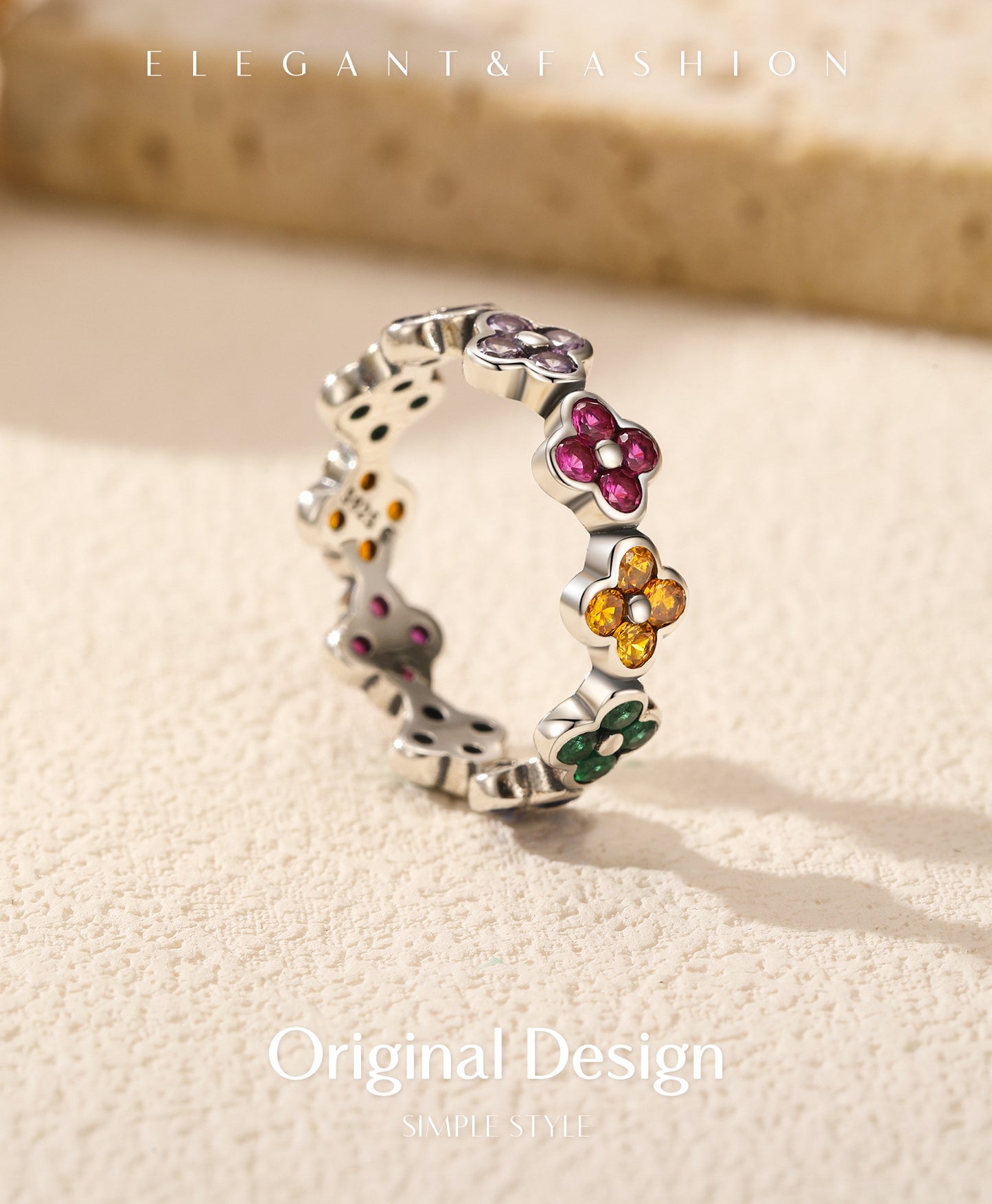 Planderful Gala Fireworks Ring – Colorful Four-Leaf Clover Design