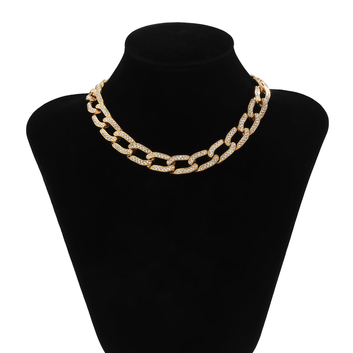 Planderful Cross Necklace Women Zircon Cuban Button Chain Versatile Statement Jewelry Vienna Verve