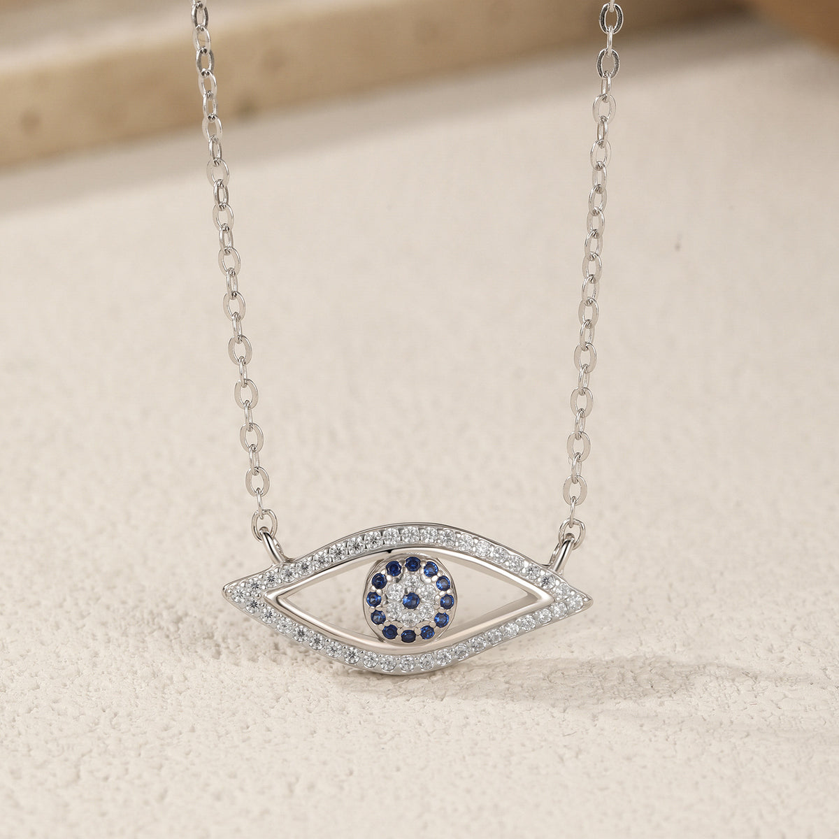 925 Sterling Silver Eye Openwork Necklace
