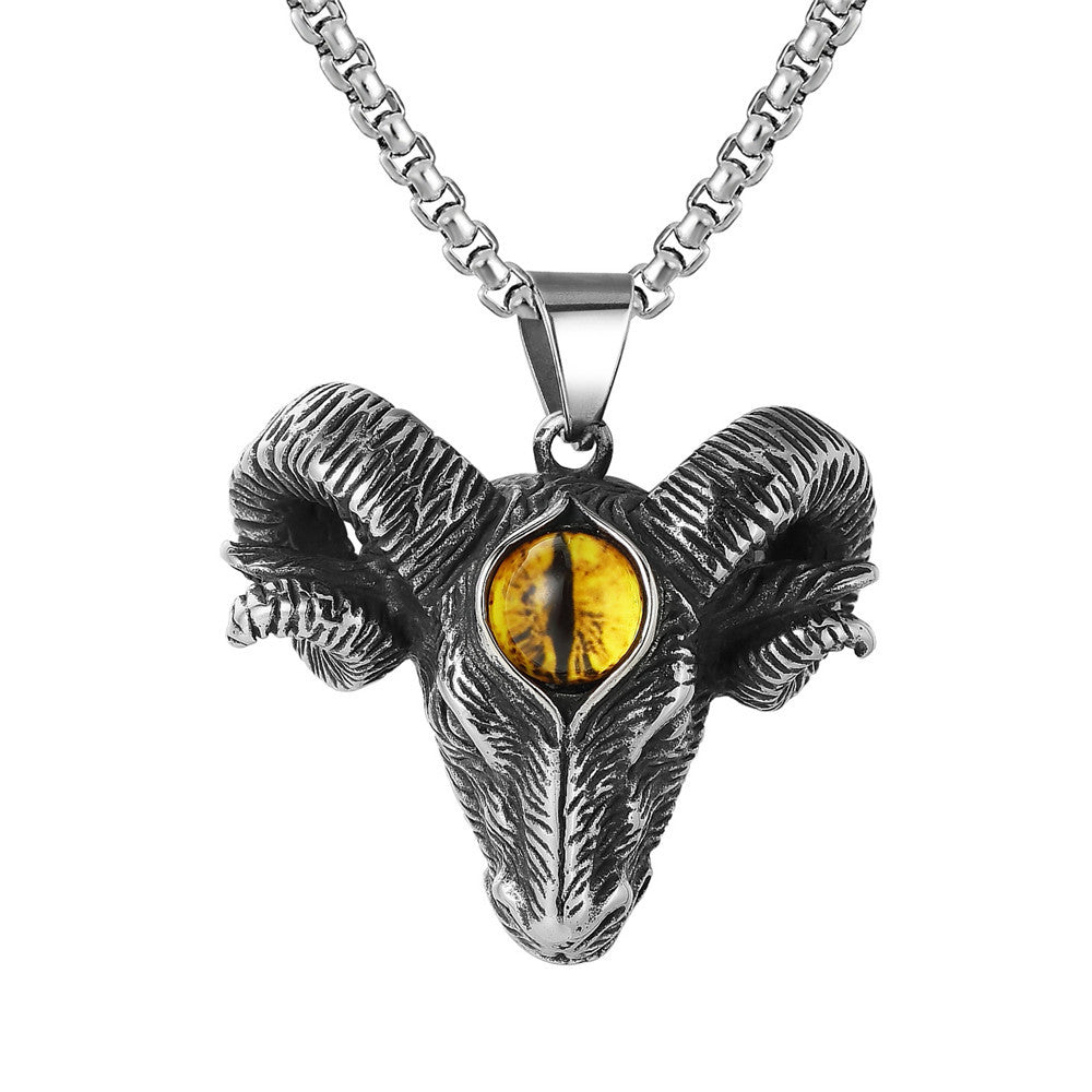 Planderful Titanium Steel Sheep Head Pendant For Men Unisex Bold Protection Statement Jewelry