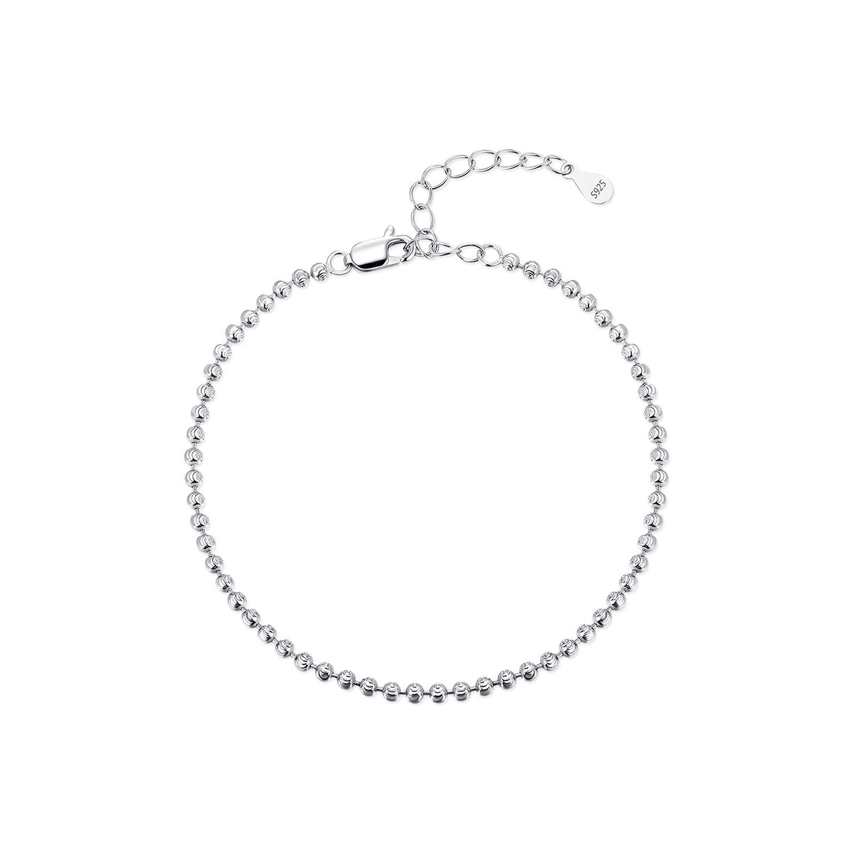 925 Sterling Silver Moon Beaded Bracelet