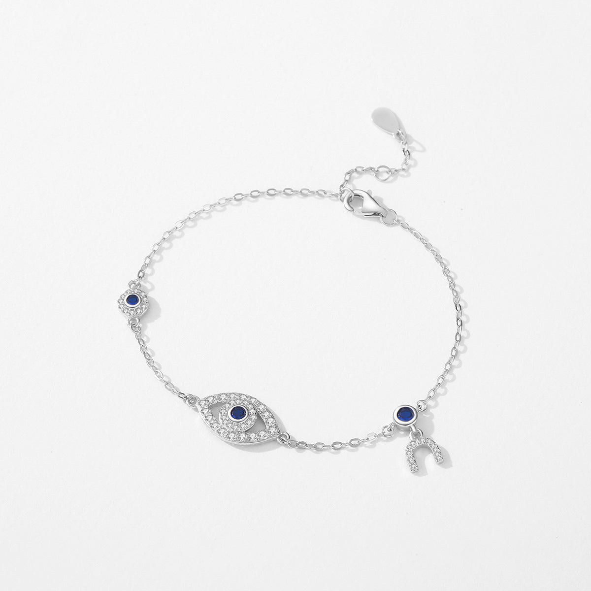 Sterling Silver Devil Eye Bracelet with Zircon Stones