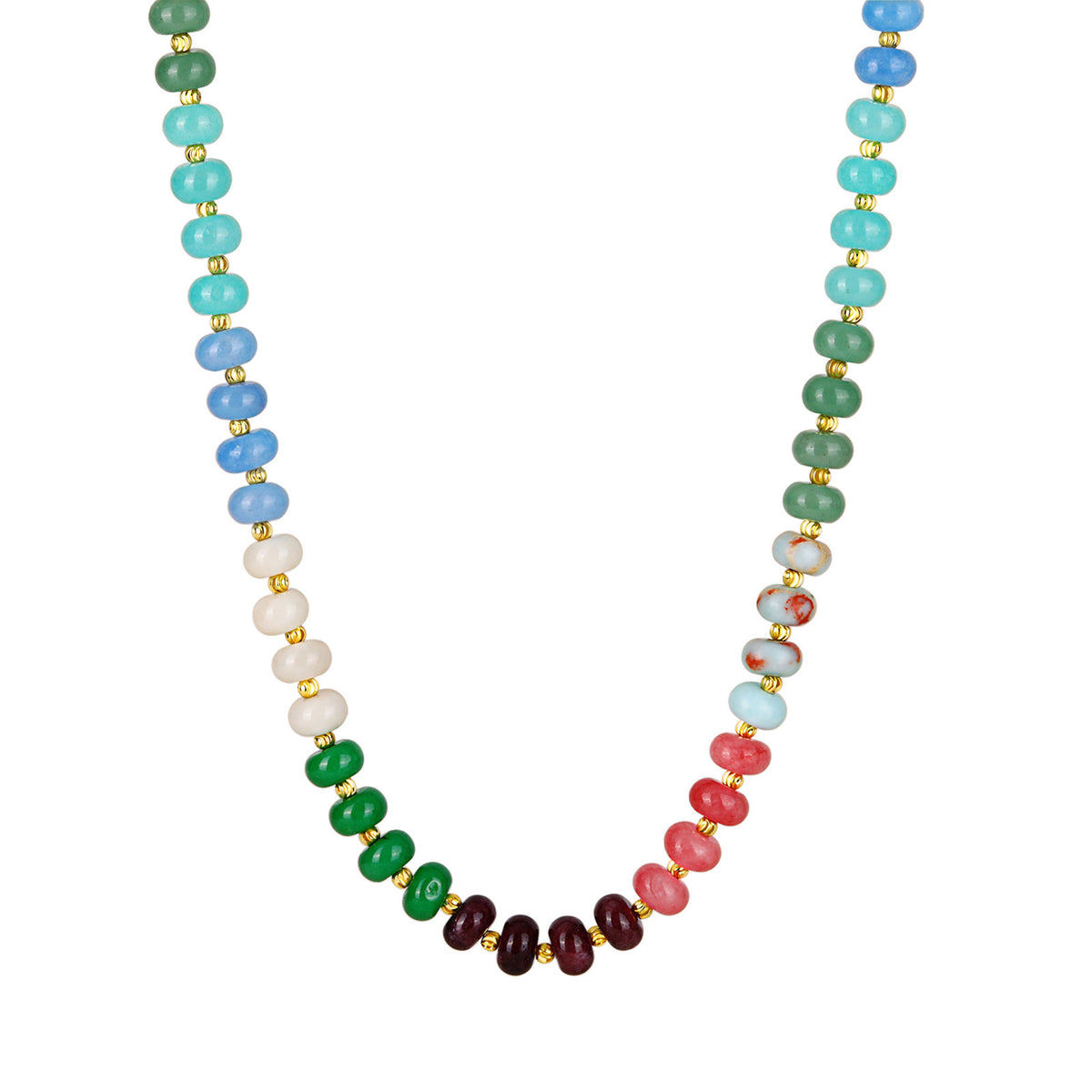 Stainless Steel Natural Stone Abacus Beads Copper Watermelon Beads Necklace Dopamine