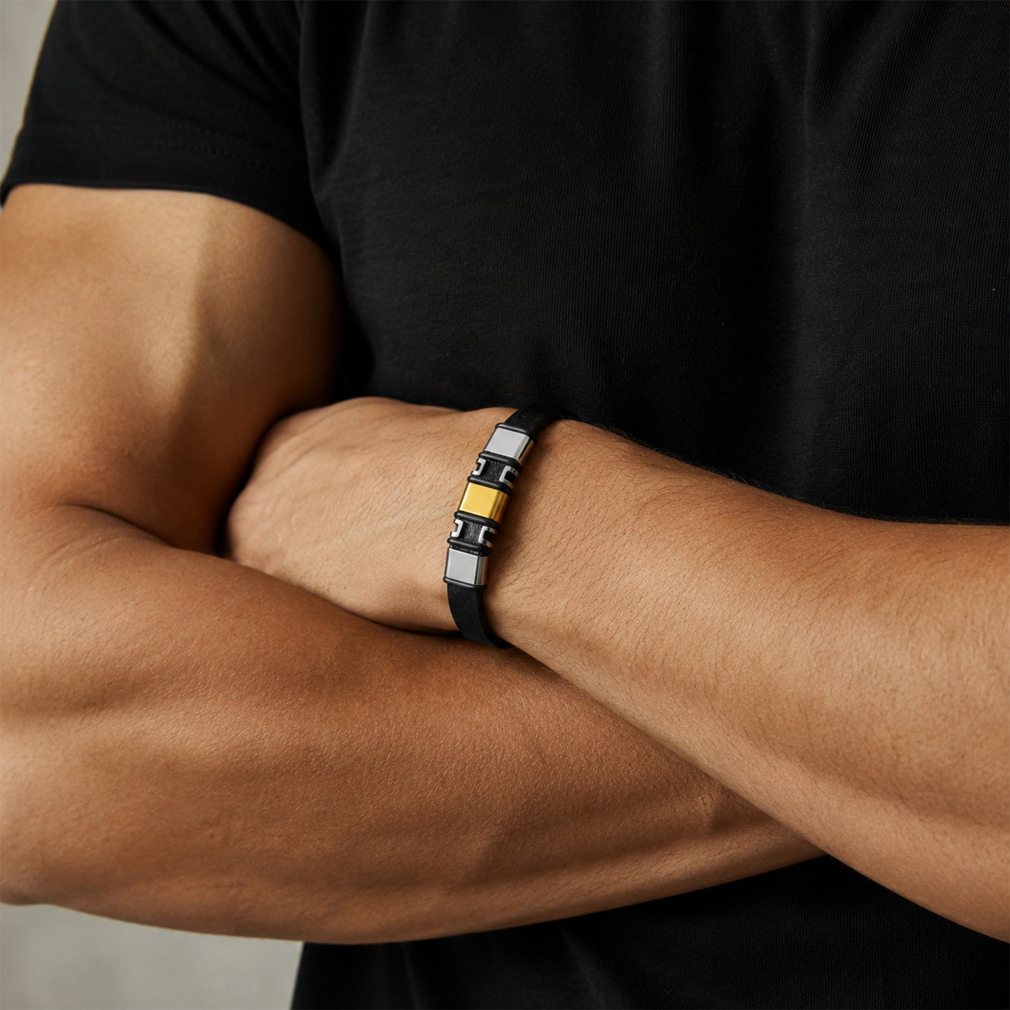 Planderful Everyday Genie Stainless Steel Leather Bracelet For Men And Unisex Versatile Trendy Statement Accessory