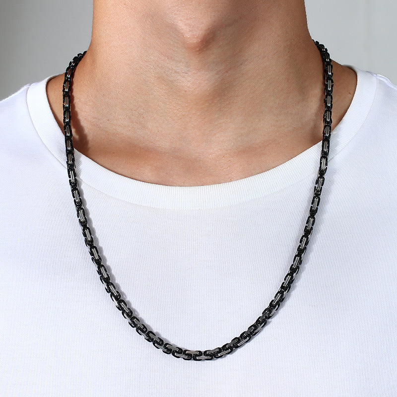 European And American 4MM Byzantine Men's Thick Chain Necklace