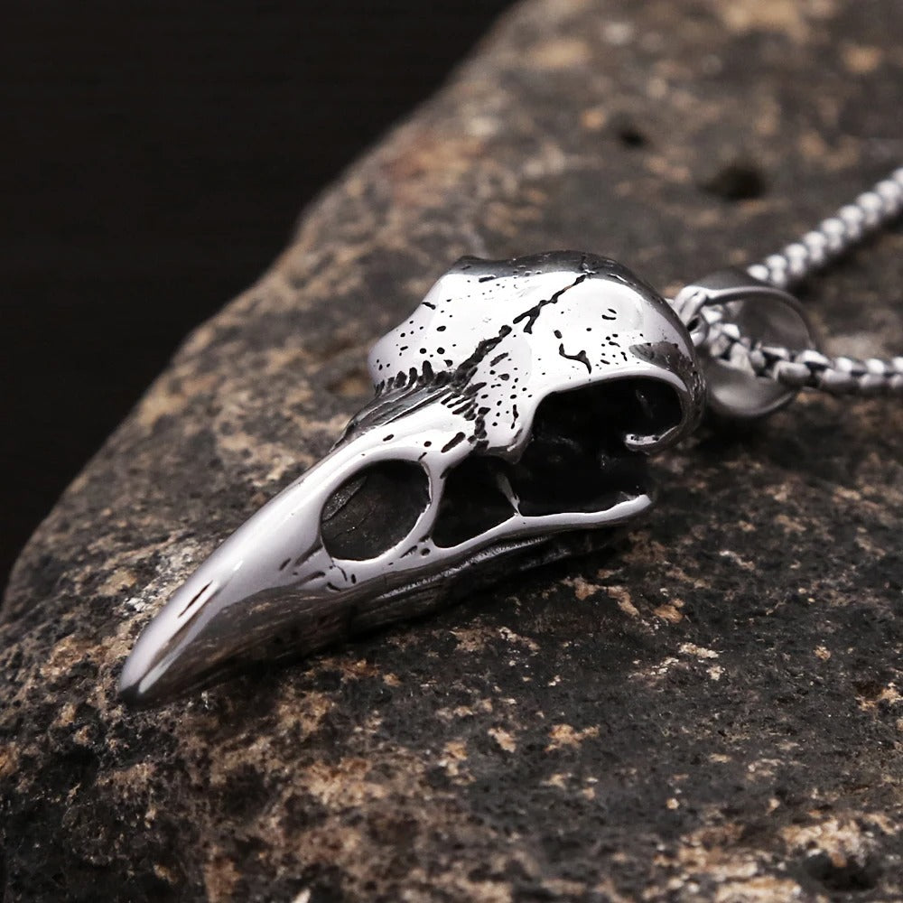 Skull Crow Stainless Steel Pendant Necklace