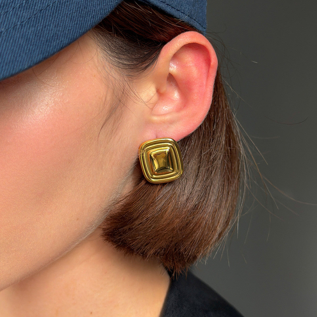 Square Stainless Steel Geometric Earrings By Planderful Vienna Verve Street Style 3D Statement Jewelry For Trendsetters