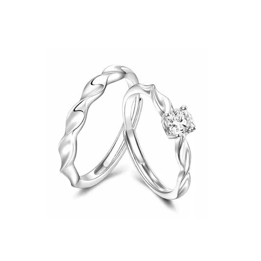 Planderful Shining Galaxy Couple Ring – Elegant Light Silver Design for Romantic Gifting