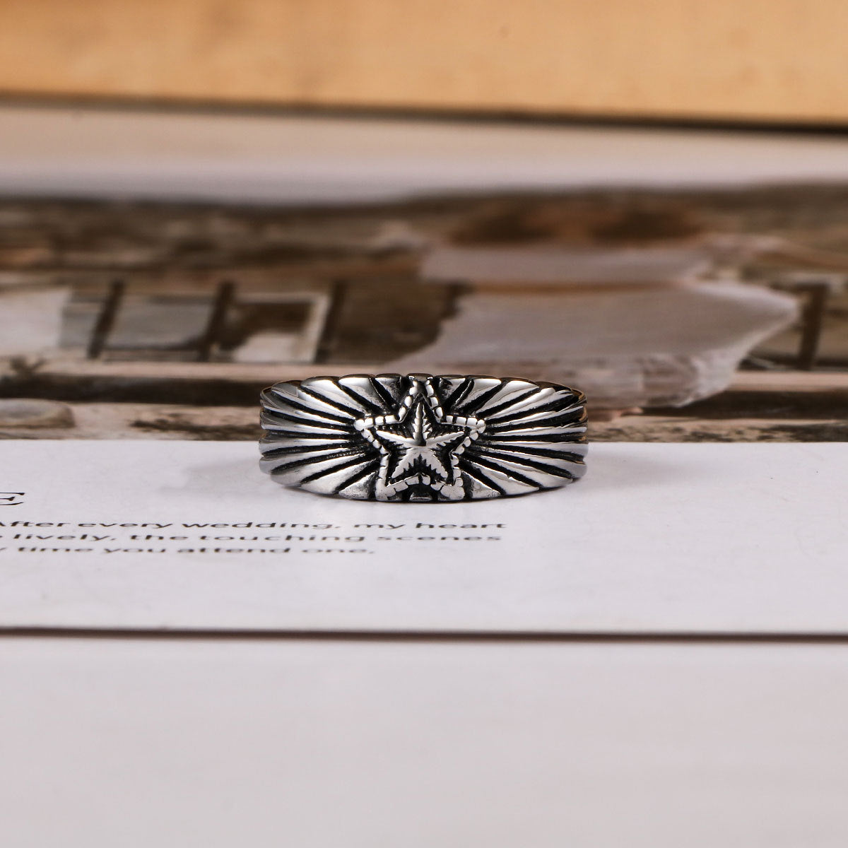 Titanium Steel Pentagram Ring For Men Retro Fashion Jewelry